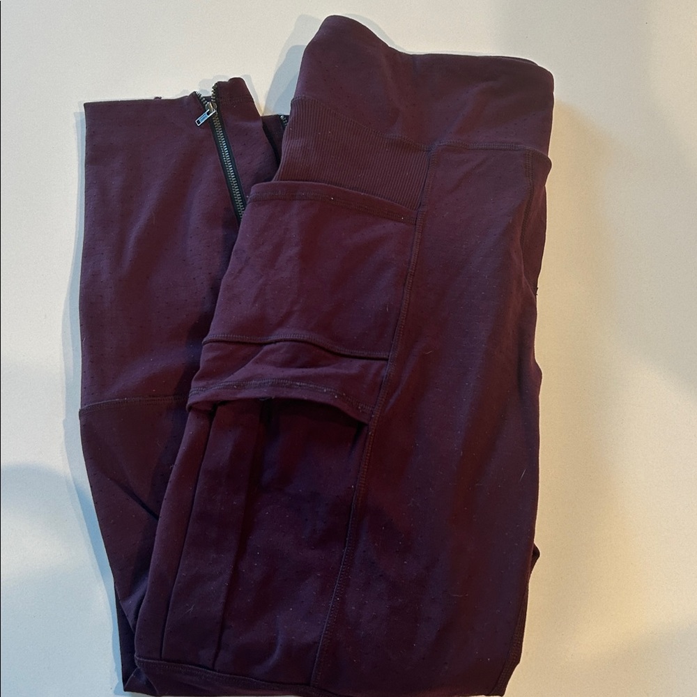 Lululemon Dark maroon Joggers with Zipper Detail